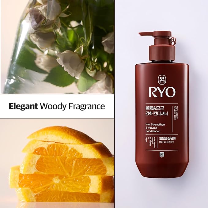 RYO Strengthen & Volume Conditioner with Korean Ginseng & Caffeine - Volumizing and Revitalizing for Fine Hair, Anti Loss Care, Strengthening hair roots, 16 Fl Oz.