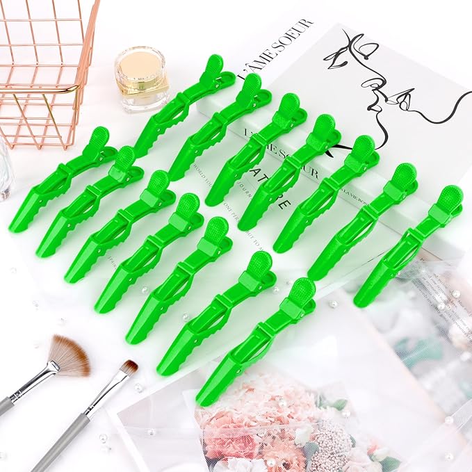 Ondder 24 Pcs Light Green Large Alligator Hair Clips for Styling, Sectioning, Big Pro Salon Gator Hair Clips for Hair Coloring Cutting, Accessories for Women Men Girls
