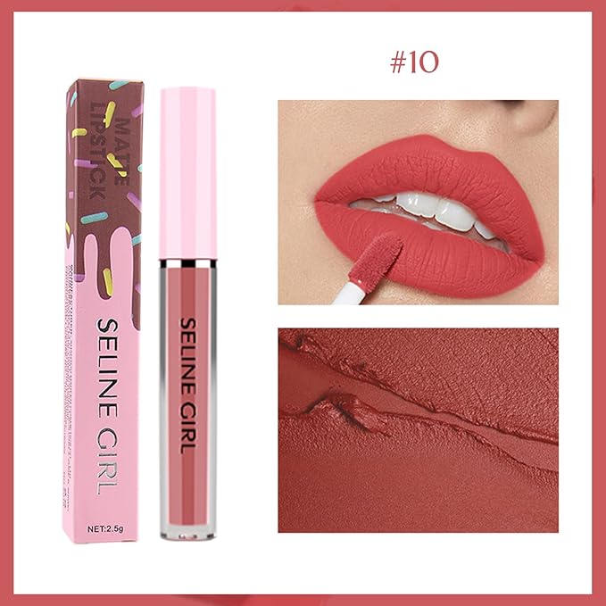 Matte Lip Gloss, Lip Gloss Silky Smooth Finish, Lipgloss Makeup Colorful and Creamy Texture, Lipstick for Every Occasion, Lip Oil Moisturizing and Hydrated #10