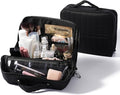 APT 1101 Standing Makeup Bag, Travel Makeup Organizer with Magnetic Fold-Down Design, Portable makeup Case with Compartments for Brushes & Tools (Black)
