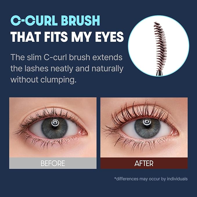 COSNORI Perfect Setting Waterproof Mascara Long & Curl - Lengthening Fiber Mascara Black – Natural Lash Extension – Waterproof, Smudge Proof, Clump Free – Irritation Free Tested, 0.24 fl.oz.