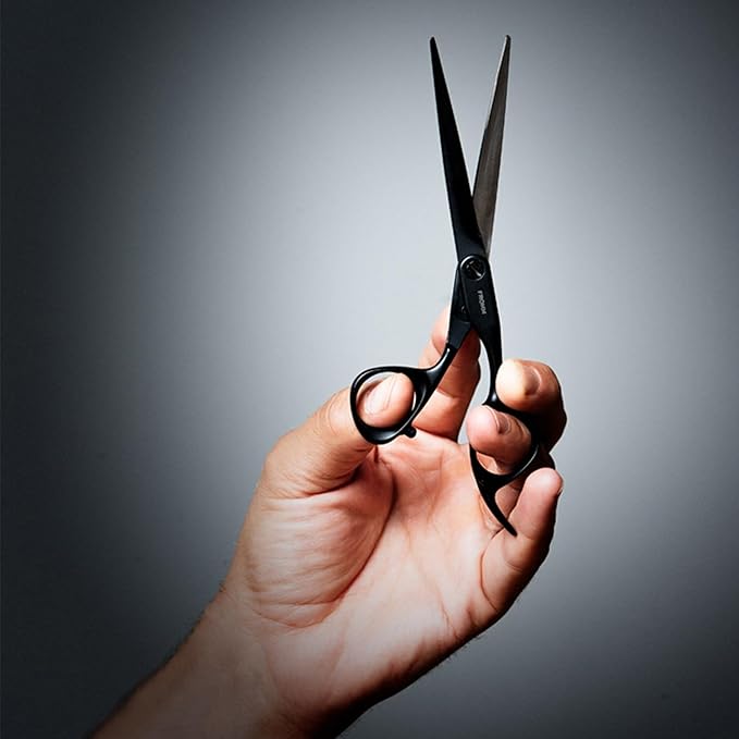Fromm Dare 5.75" Precision Slide and Point Hair Cutting Shears with Semi-Convex Blade for Expert Salon Stylists, Matte Black Japanese Steel Scissors