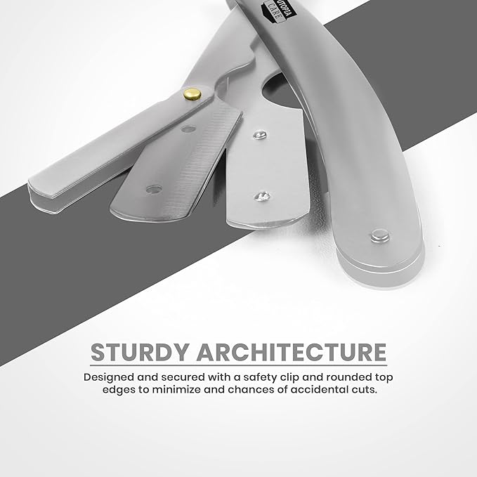 Utopia Care Professional Straight Razor for Men, Barber Straight Edge Razor Safety with 100 Pack Blades, Silver