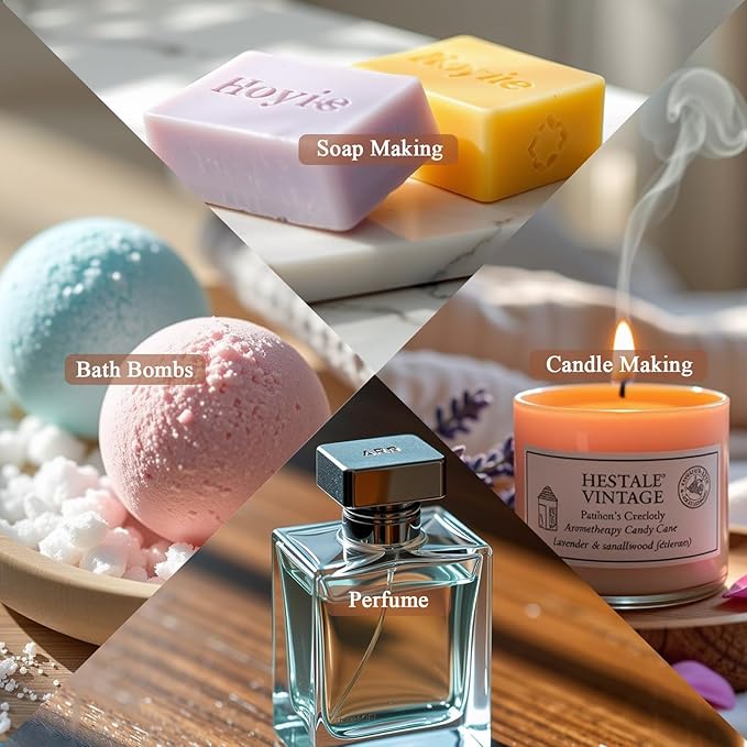 WOODSHOP Fragrance Essential Oil Set - French Vanilla, Amber, Forest Pine, Fresh Cotton, Fresh Cut Grass, Sandalwood 6x10ML for Diffusers, Massage, Perfume, Soap Making and Candle