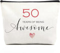 50th Birthday Gifts for Women Happy Birthday Makeup Bag Inspirational Birthday Decorations 50 Year Old Birthday Gifts Fun Birthday Gift Ideas for Her Mom Aunt Best Friend 50 Years of Being Awesome