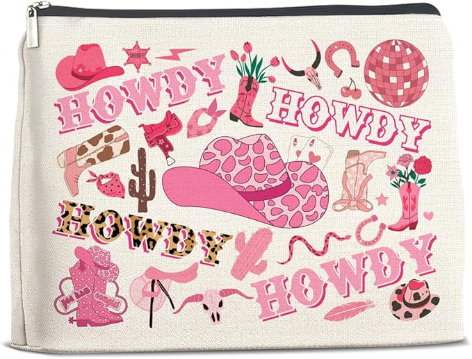 Cowgirls Gifts Makeup Bag Western Cowgirl Gifts for Girls Women Howdy Cowgirl Zipper Makeup Pouch