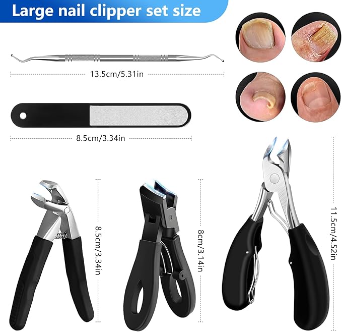 Toenail Clippers for Seniors Thick Nails, Ultra Sharp Sturdy Fingernail Toenail Clipper— Heavy Duty Ingrown Toenail Clippers, Thick Toenails with Wide Jaw, Long Handle Nail Clippers with Catcher