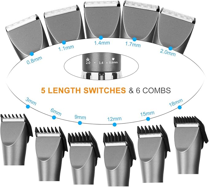 Sminiker Professional Hair Clippers Cordless Barber Shavers Rechargeable Hair Cutting Kit with 1 Hairdressing Cape 2 Scissors 9 Comb Guides