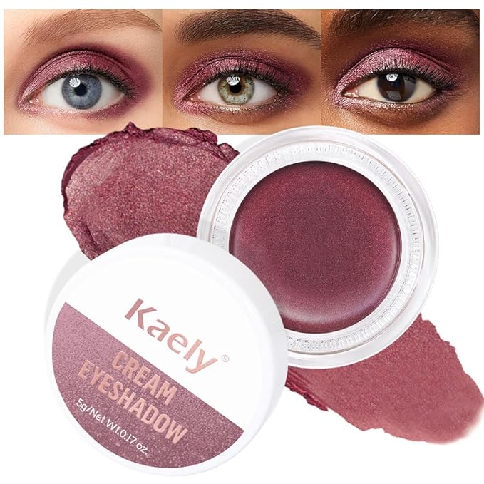 evpct Single Cream Eye Shadow Palette Pot Makeup for Older Women, Rose Shimmer Glitter Metallic Monochrome Cream to Powder Eyeshadow Palette Eye Brightener, Highly Pigmented Waterproof Blendable