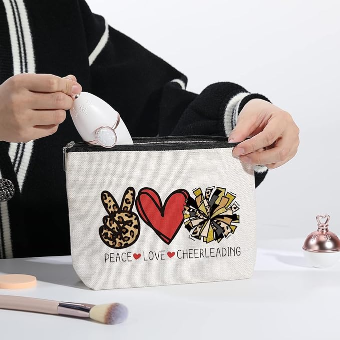 Cheer Stuff Cheerleader Cheer Bag Funny Cheerleader Gifts Cheerleading Gift Christmas Birthday Gifts for Women Her Female Cheer Team Merchandise - Peace Love Cheerleading