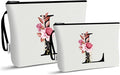 Vavabox A-Z Personalized Makeup Bag, Birthday Gifts for Women Mom, Gifts for Best Friend, Bride Bridesmaid Cosmetic bag (L, 03-White Set)