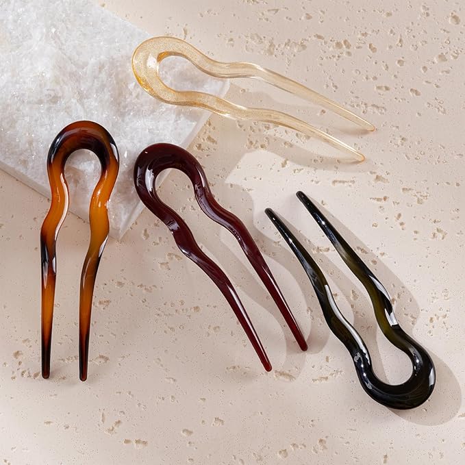 Sunolga 8PCS French Hair Pins for Thick Hair, Fashion French Pins Hair Styling, French Hairpin for Women Fine Hair Accessories, French Twist Pin Wavy U Shaped Holiday Gifts