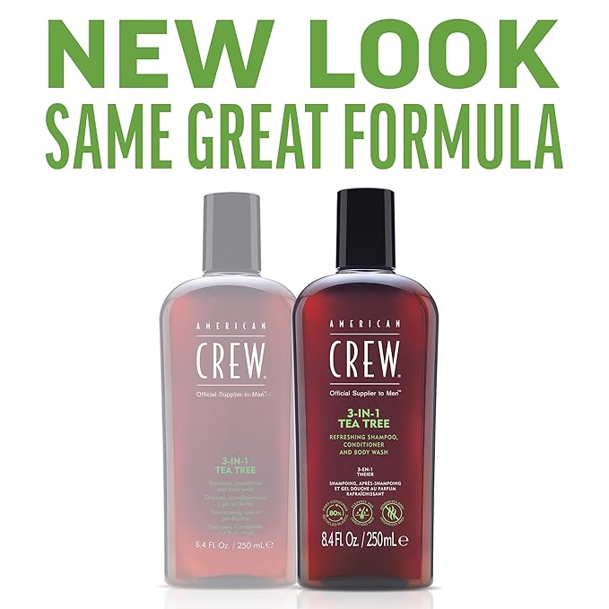 American Crew Shampoo, Conditioner & Body Wash for Men, 3-in-1, Gift for Men, Tea Tree Scent, 15.2 Fl Oz