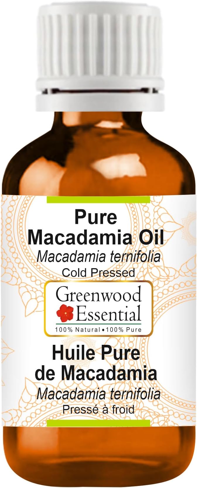 Greenwood Essential Macadamia Oil (Macadamia ternifolia) | Cold Pressed | Natural | Undiluted | For Diluting Essential Oils | For Skin & Massage | Men & Women | 15ml (0.50 oz)
