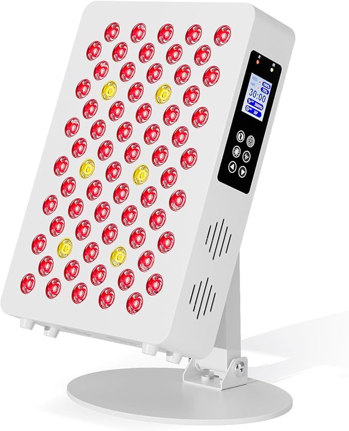 Red Light Therapy Panel for Face and Body - 600nm/660nm/810nm/850nm/940nm (70 LEDs 350W) Near Infrared Redlight Device with Timer, RC, Dual Chip for Improve Sleep, Skin Health, Pain Relief (White)