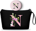 SEAMOON Bride to be Birthday Womens Unique Initial Monogram Gifts for Women Mom Personalized Travel Makeup Cosmetic Bag with Mirror Valentines Mothers Day Christmas Graduation N