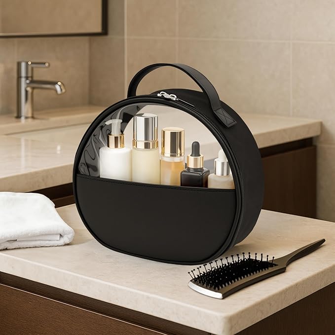 Large Clear Travel Makeup Bag, Waterproof Leak-Proof Toiletry Bag for Women, Simple Large Transparent Cosmetic & Makeup Bag Organizer