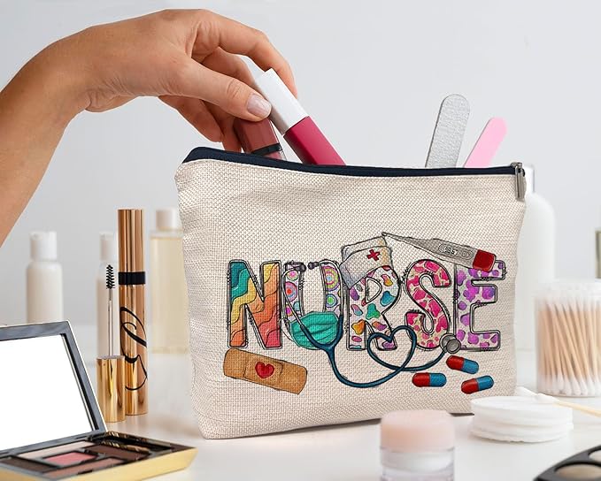 IWXYI Nurse Life Nursing Women's Makeup Make Up Bag Zipper Pouch Travel Toiletry Gifts For Women Nurse,Nursing Bags For Nurses,Nurse Appreciation Gift Nursing Graduation Gift Nursing Gift
