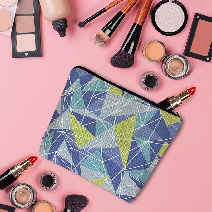 Woman Makeup Bag Triangle, Geometric Stripe Triangle Makeup Bags Travel Cosmetic Bags Toiletry Makeup Organizer Pencil Pouch Make Up Cosmetic Bag For Owners Lady Birthday Gifts