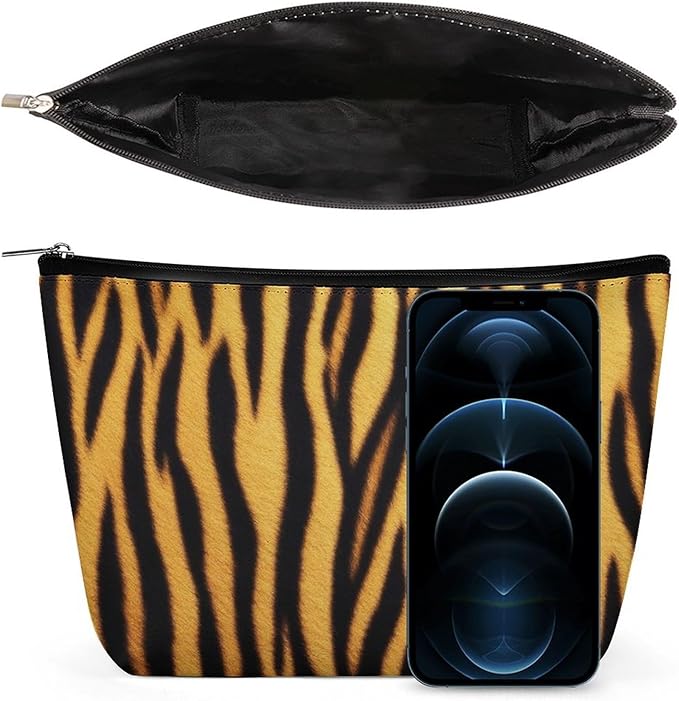 Women's Toiletry Bag, Travel Cosmetic Bag, Large Makeup Case, Wild Animal Tiger Skin Stripe Personality Fashion Zipper Cosmetic Case