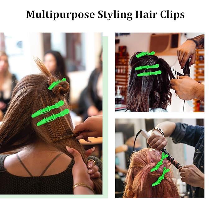 Ondder 24 Pcs Light Green Large Alligator Hair Clips for Styling, Sectioning, Big Pro Salon Gator Hair Clips for Hair Coloring Cutting, Accessories for Women Men Girls