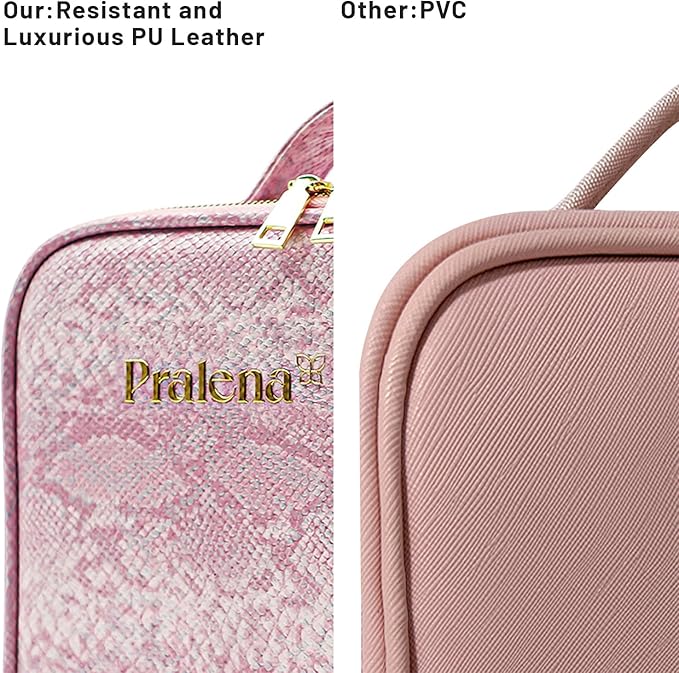 Travel Makeup Bag with LED Mirror – 3 Brightness Modes, Portable Lighted Makeup Case with Adjustable Dividers, Cosmetic Organizer Gift for Women (Pink)