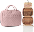 Travel Toiletry Bag For Women Small Hanging Toiletry Travel Makeup Bag lightweight Water-Resistant Toiletries Organizer case portable Cosmetic Bags For Women Pink