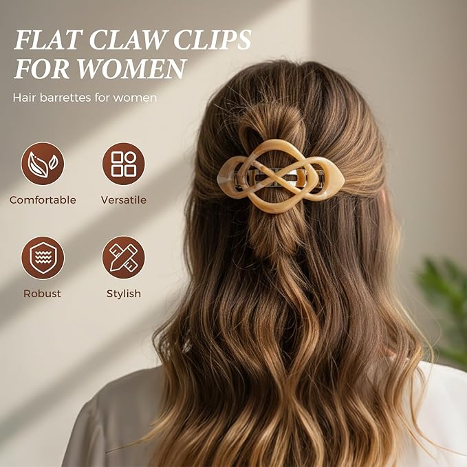Vintage French Barrette Hair Clips, Hair Barrettes Hair Accessories for Women Girls, Elegant Retro Non Slip Clip with Classic Design Thick to Thin, Stylish Accessories Hair (Gradient Color, 4PCS)