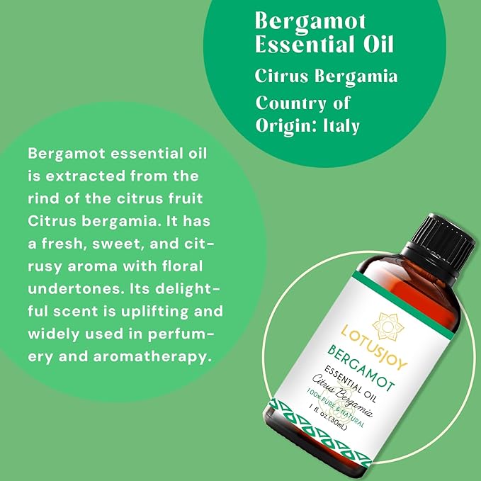 Citrus Bergamot Essential Oil, Pure Organic for Diffuser Room Spray Skin Hand Soap - 1 Oz
