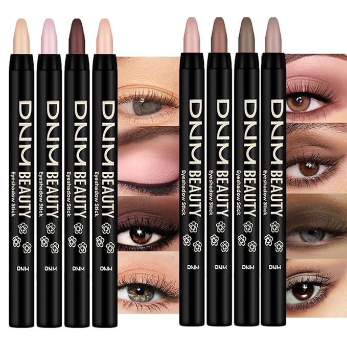 evpct 8Pcs Cream Eyeshadow Stick Set for Women, Beige Nude Pink Mauve Brown Taupe Black Cocoa Chocolate Matte, Silky Matte Eyeshadow Applicator Sticks Waterproof, Blendable Eye Makeup sombras para ojo