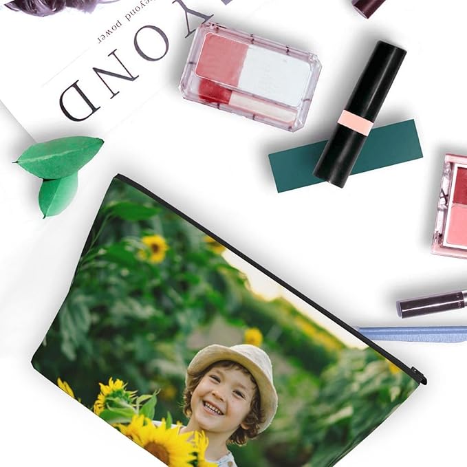 Personalized Makeup Bag, Custom Name Survival Bags, Travel Makeup Pouch for Wedding, Birthday, Mother's Day Gift Add Your Photo or Text Design Cosmetic Bag (Trapezoidal)