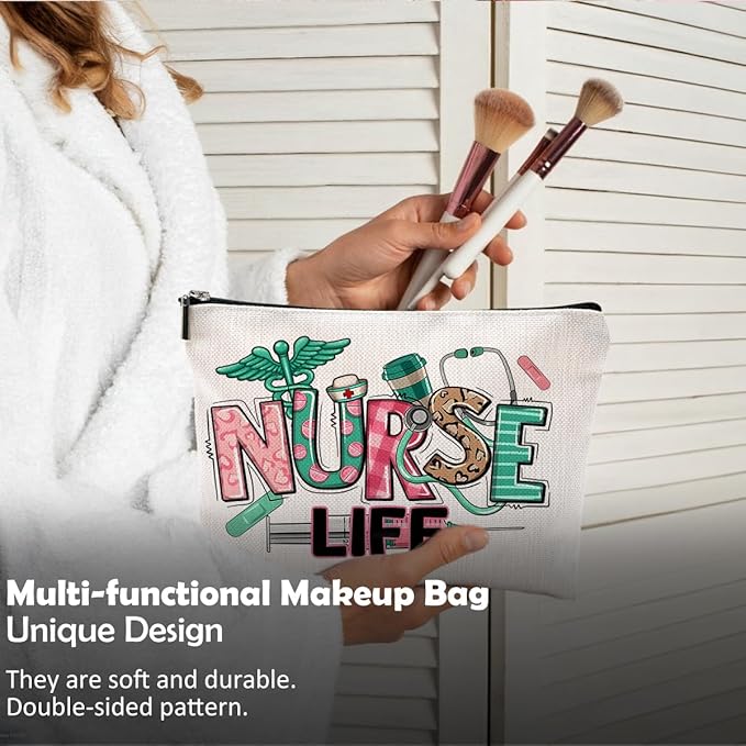 Nurse Makeup Bags,Nurse Gifts for Women,Nurse Cosmetic Bags With Zipper,Nurse Gifts for Nursing Student,Student Nurse Gifts(F style)