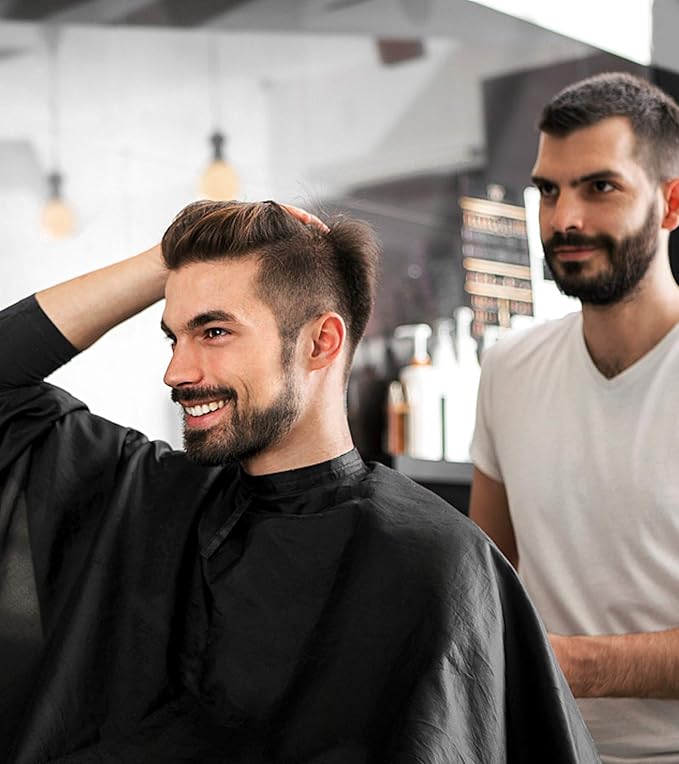 Haircut Cape Black Hair Cutting Salon Barber Capes Waterproof hairdressing for Clients Men Adults (10PCS*Barber Cape)