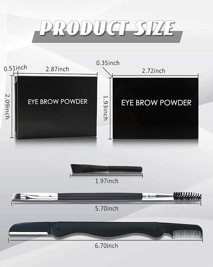 Eyebrow Powder Kit,3 Color Dark Brown Grey Light Auburn Eye Brow Powder Palette with Razor Brush,Long Lasting Waterproof Brow Filler Fill Sculpt Full Eyebrows,Christmas Makeup Gift Set for Women-02