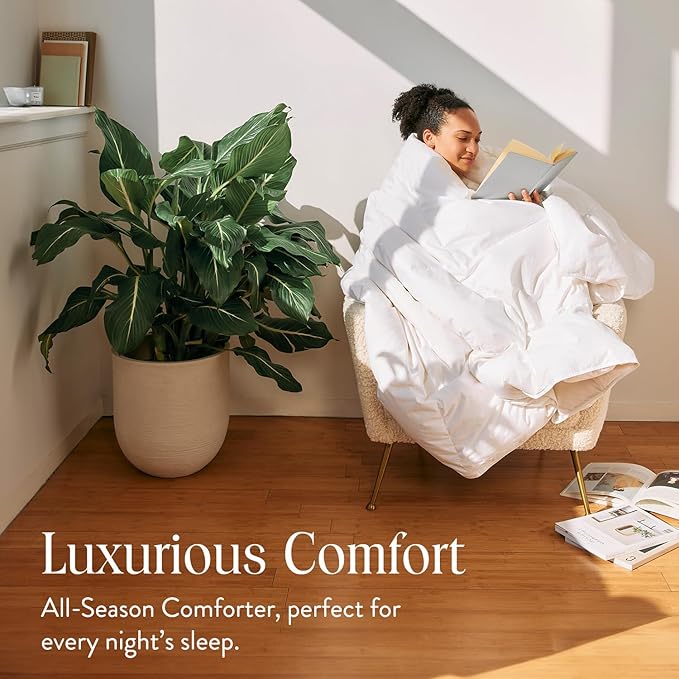 Brooklinen All Season Luxury Down Comforter, 100% Natural Canadian Duck Down Duvet Insert - 700 Fill Power, 100% Cotton Shell, Baffle Box Construction, Twin/Twin XL Size Comforter