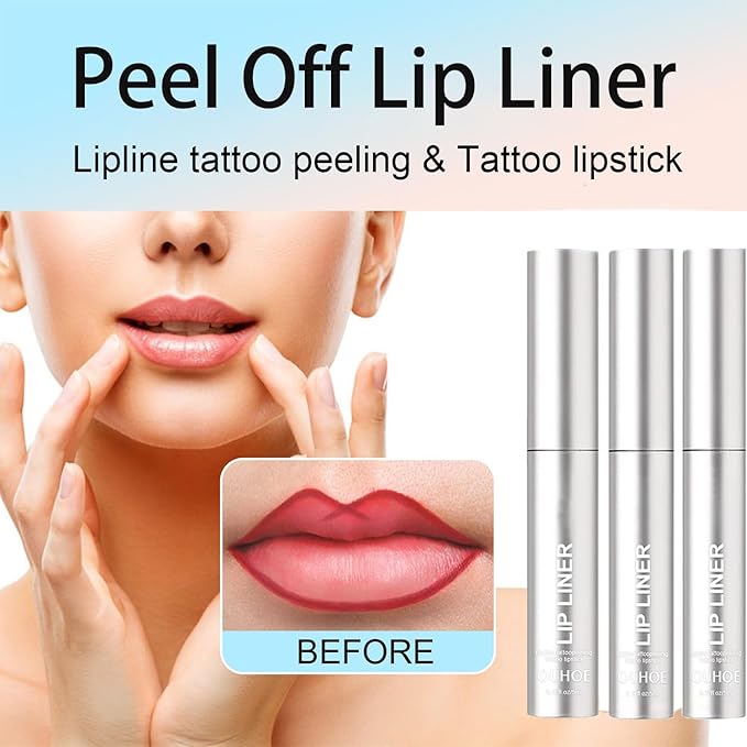 Dulele 3PCS Peel Off Lip Liner Set, Matte Pink Peel Off Lip Liner Stain, Peel Off Lip Stain Tattoo, Nude Non-Fading Lip Gloss Lip Tint