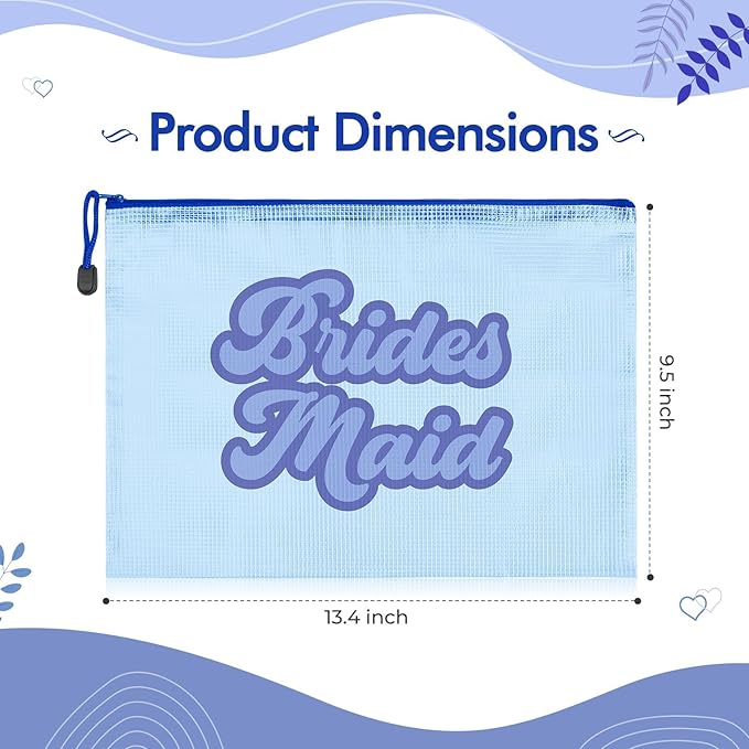SOIDRAM 6PCS Bridesmaid Makeup Bag Clear Zippered Bag Bridesmaid Proposal Gifts Cosmetic Pouch for Wedding Party Favors Bachelorette Party Decorations Toiletry Organizer Bag Cosmetic Case Gift