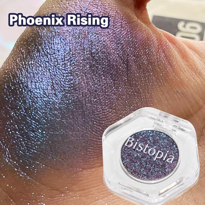 Chameleon Eyeshadow Collection, 14 Shades, Glitter Pressed Powder, Iridescent Shimmer Colors. (Phoenix Rising)