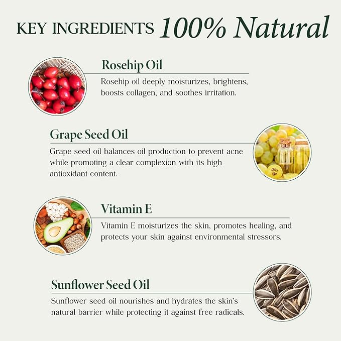 CLARA'S NEW YORK Rosehip Facial Serum with Vitamin E – Hydrating, Lightweight, Smoothing Skin – Made in USA, 30ml (1 Fl Oz)
