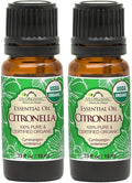 US Organic Citronella Essential Oil, USDA Certified, 100% Pure, 10 ml Pack of 2, Improved caps and droppers – Used for Skin Care, Many DIY Projects Like Candle Making and Much More