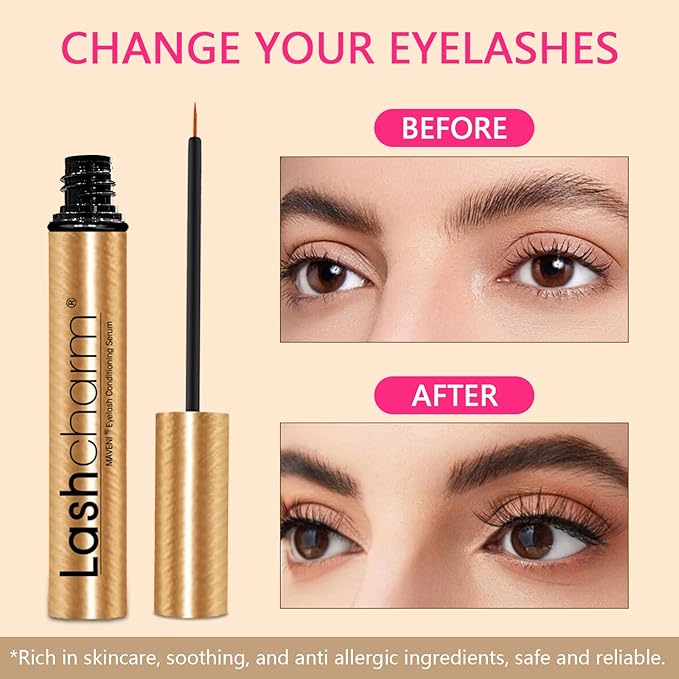 Lash Enhancing Serum, Women's Advanced Cosmetics, Eyelash Growth Serum, Promote Longer, Fuller, and Denser Eyelashes, Fast and Effective (Gold, 0.1 Fl Oz (Pack of 1))