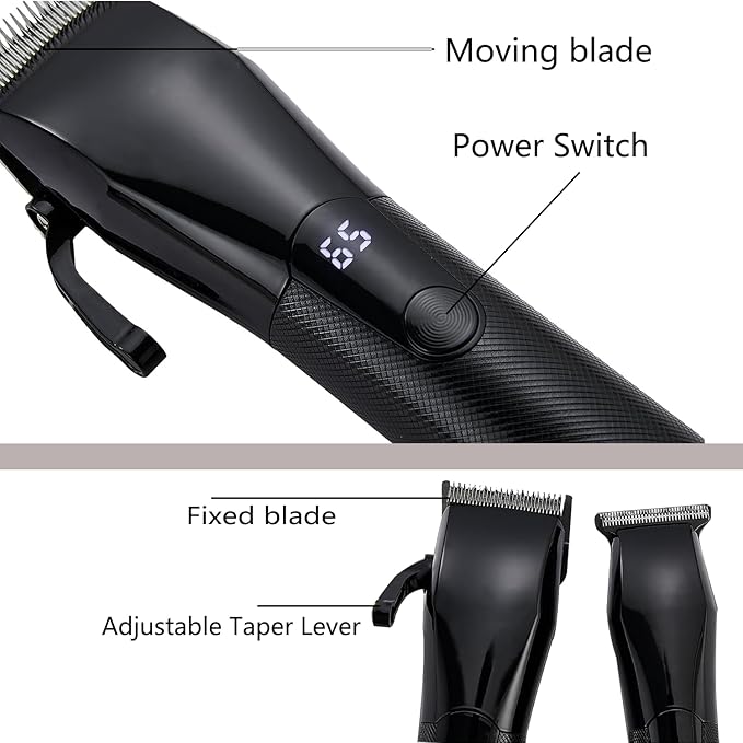 AIJALY Hair Clippers for Men, Cordless Clippers for Hair Cutting, Mens Hair Clippers and Trimmer Kit，Black