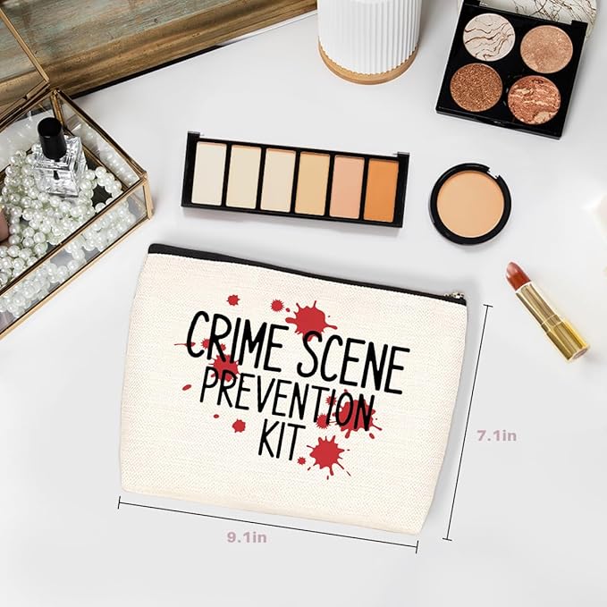 Crime Scene Makeup Bag, Large Capacity Travel Makeup Case Cosmetic Bags for Women, Portable Pouch Purse Travel Essentials Toiletries Accessories, Christmas Birthday Gifts for Women
