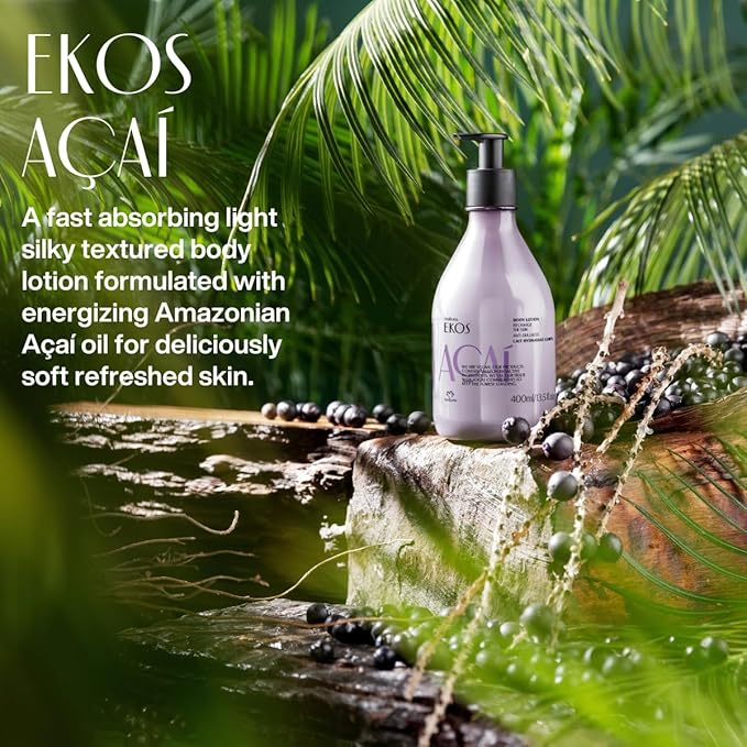 Natura - Açaí Body Lotion – Vegan Skincare with Açai Oil – Hydrating & Nourishing Moisturizer for Dry Skin – Brazilian Beauty Secret for Smooth, Glowing Skin – 13.5 fl oz (400 ml)