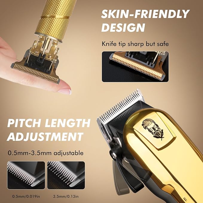 Hair Clippers for Men, Beard Trimmer and Electric Shaver Set, Professional Rechargeable Cordless Barber Hair Cutting Tools Grooming Kit
