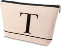 Letter A-Z Initial Personalized Makeup Bags, Birthday Gifts for Women, Monogrammed Gifts for Women Mom Sister Best Friend Bride Bridesmaid, Mothers Day, Christmas, Small Travel Cosmetic Bag (T)