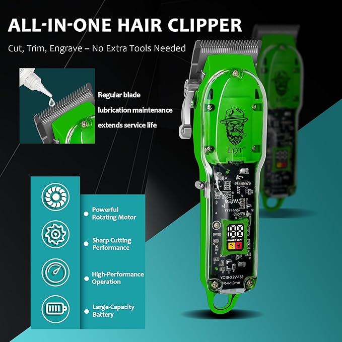 Professional Hair Clippers for Men, Cordless Rechargeable Beard Trimmer & Haircut Kit, Powerful Grooming Tool - Ideal Christmas, Father's Day Gift for Dad, Men