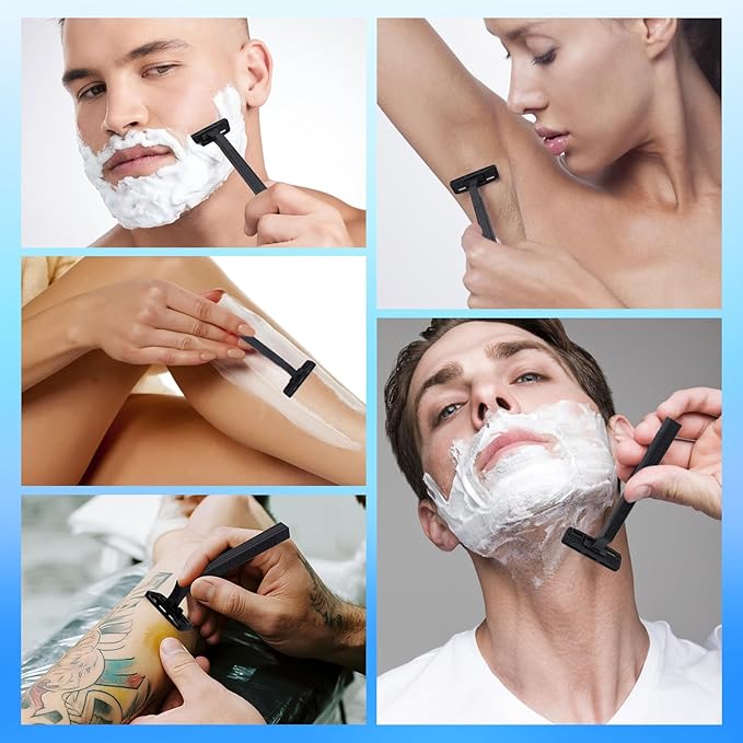 CXYARY 250 Pcs 3 Blade Disposable Razors With Clear Safety Cap, Shaving Razors Bulk for Men &Women, Stainless Steel Blade, Multipurpose Portable Shave Razor for Bathing Hotel Travel, Black