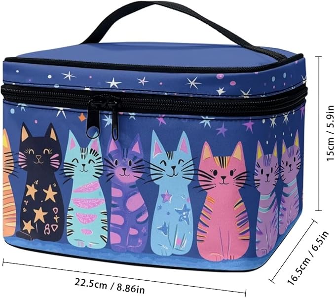 JoyLamoria Cat Star Travel Makeup Bag Cute Brush Bag Toiletry Bag for Women