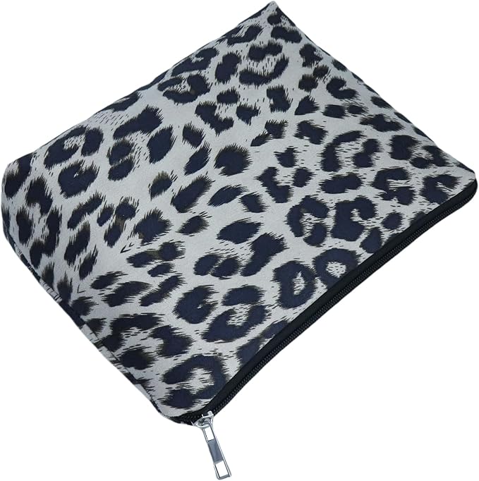 Makeup Bag For Women - Soft and Warm Material Cosmetic Bags Leopard Print Design Ladies Tote Bag,Women's Pencil Case Makeup Organizer with Zipper (White)